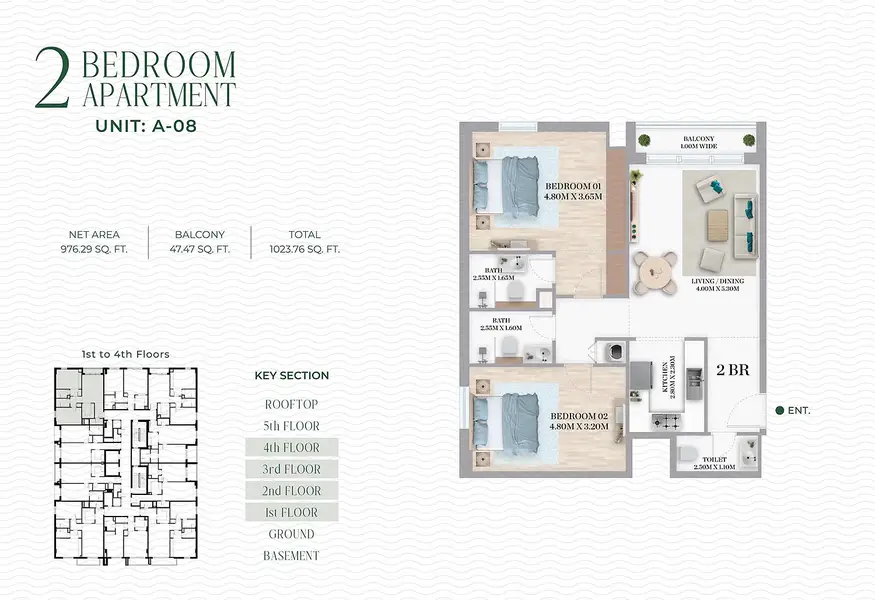 2 BR floor plan