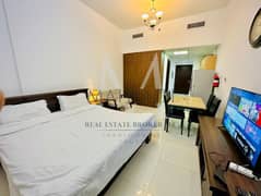 Stunning Furnished Studio with Balcony for Rent in Elite Sports Residence, Dubai Sports City.