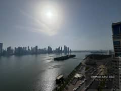 شقة فاخرةغرفتين ماستر وصاله مع بلكون كبيرة إطلالة بحرية مباشرة للايجار السنوي بالمجاز 2الشارقة 3حمام مطبخ مودرن مساحه كبيرة- تكييف مركزي