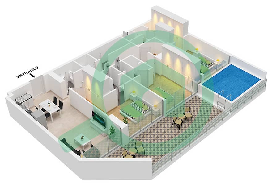 Empire Estates - 3 Bedroom Apartment Type A Floor plan Type A interactive3D