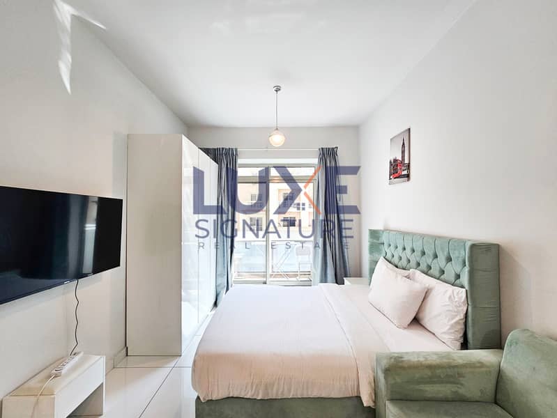 Furnished Studio | Plazzo Heights JVC | Pool & Community Views