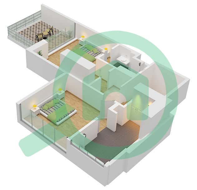 Empire Estates - Plan d’étage de 2 chambres Appartement Type A (1) Type A Floor Upper interactive3D