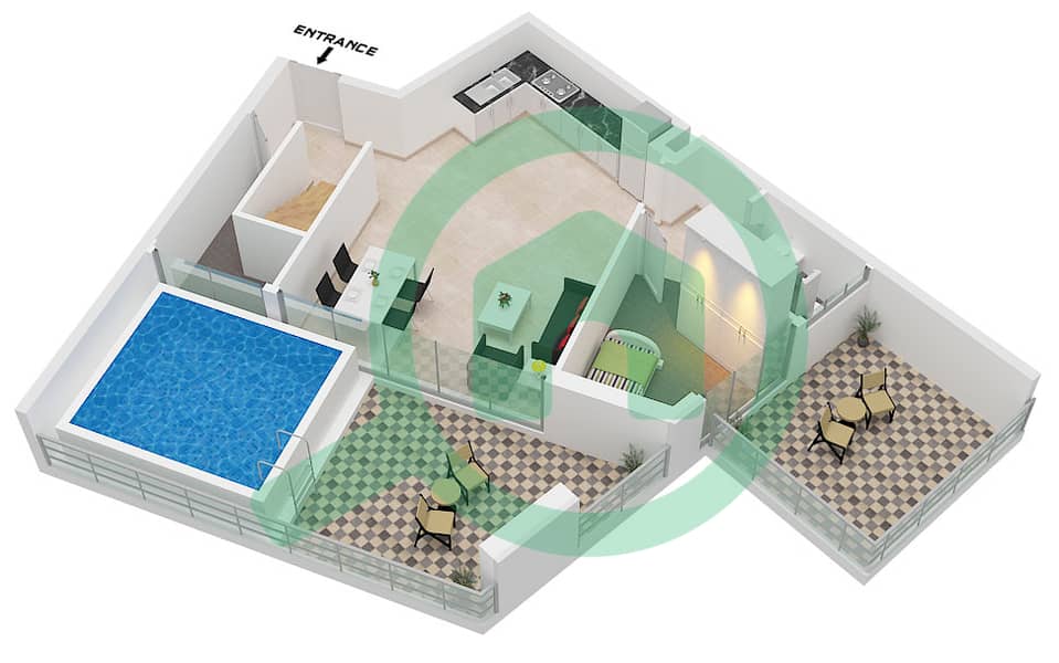 Empire Estates - Plan d’étage de 2 chambres Appartement Type B (2) Type B Floor Lower interactive3D