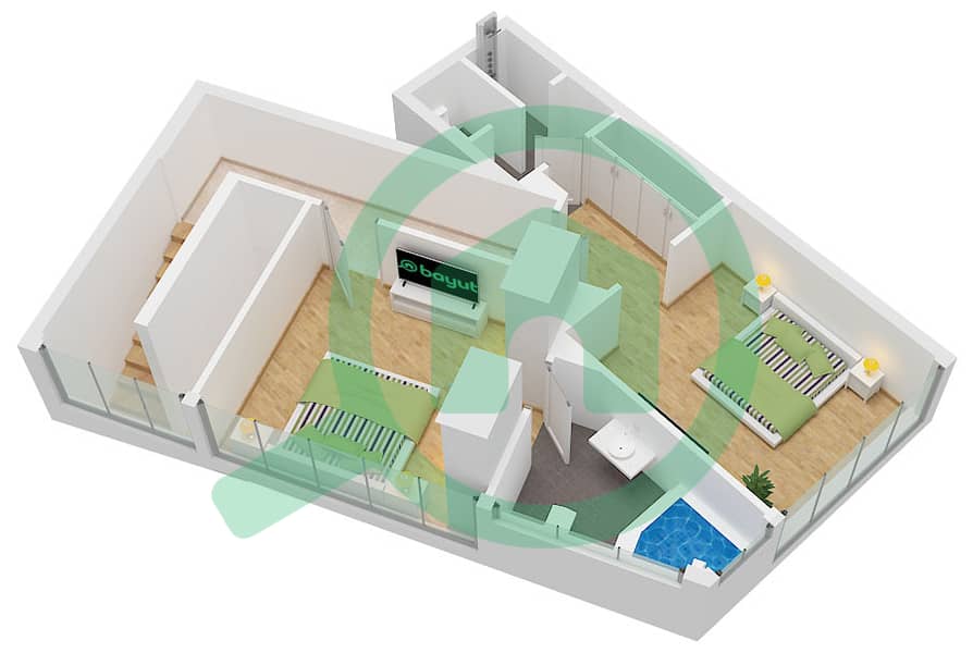 Empire Estates - Plan d’étage de 2 chambres Appartement Type B (2) Type B Floor Upper interactive3D