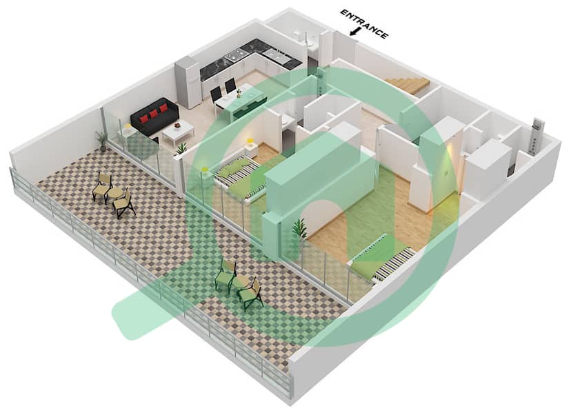 Type D Floor Lower Empire Estates - 2 Bedroom Apartment Type D (1) Floor plan Type D Floor Lower interactive3D