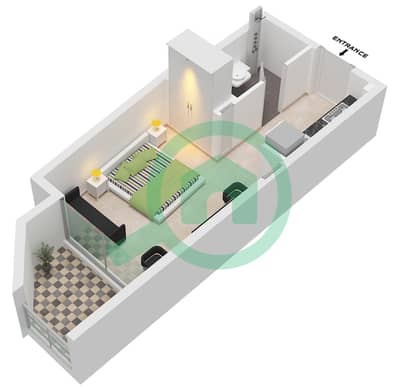 Binghatti Azure - Plano de planta de Estudio Apartamento Tipo B Binghatti Azure - Plano de planta de Estudio Apartamento Tipo B