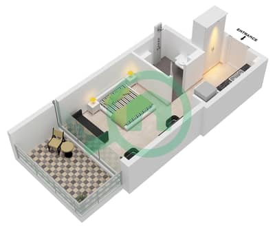 Binghatti Azure - Plano de planta de Estudio Apartamento Tipo C Binghatti Azure - Plano de planta de Estudio Apartamento Tipo C