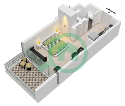 Binghatti Azure - Plano de planta de Estudio Apartamento Tipo D Binghatti Azure - Plano de planta de Estudio Apartamento Tipo D