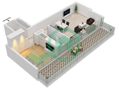 Binghatti Azure - Plano de planta de 1 habitación Apartamento Tipo G Binghatti Azure - Plano de planta de 1 habitación Apartamento Tipo G
