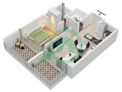 Binghatti Azure - Plano de planta de 1 habitación Apartamento Tipo H Binghatti Azure - Plano de planta de 1 habitación Apartamento Tipo H