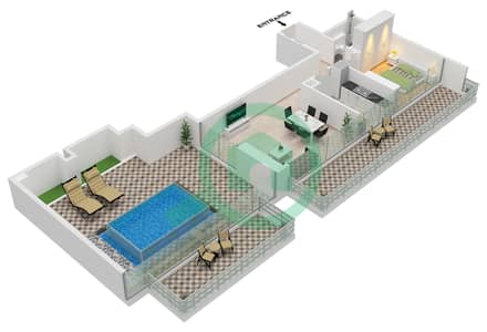 Binghatti Azure - Plano de planta de 1 habitación Apartamento Tipo J Binghatti Azure - Plano de planta de 1 habitación Apartamento Tipo J