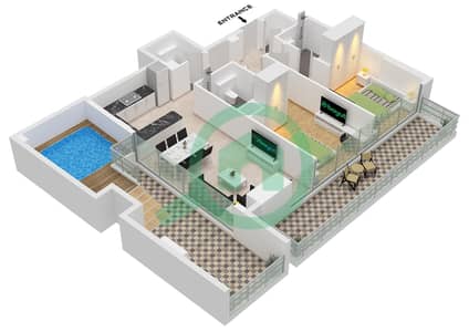 Binghatti Azure - Plano de planta de 2 habitaciones Apartamento Tipo A Binghatti Azure - Plano de planta de 2 habitaciones Apartamento Tipo A