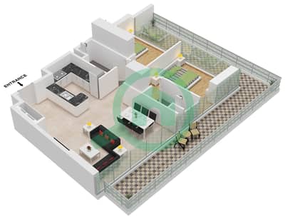 Binghatti Azure - Plano de planta de 2 habitaciones Apartamento Tipo C Binghatti Azure - Plano de planta de 2 habitaciones Apartamento Tipo C