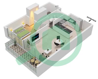 Cluster E - 1 Bedroom Apartment Type B FLOOR GROUND Floor plan