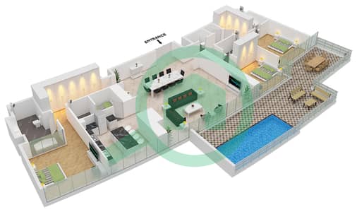 Cavalli Tower - 3 Bedroom Apartment Type A1 FLOOR 42-47,59-66 Floor plan