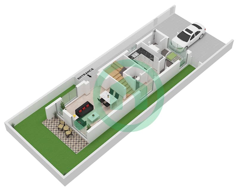 Mulberry - Grundriss für 3 Schlafzimmer Villa Typ R Ground Floor interactive3D