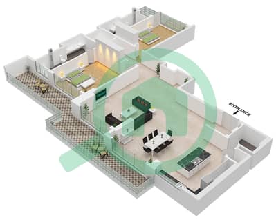 Seventh Heaven - Grundriss für 2 Schlafzimmer Wohnung Typ/Einheit A / UNIT 21 FLOOR 7