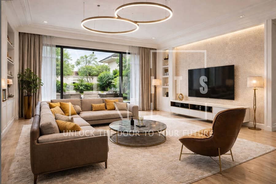 Modern living room with garden view. png Modern living room with garden view. png