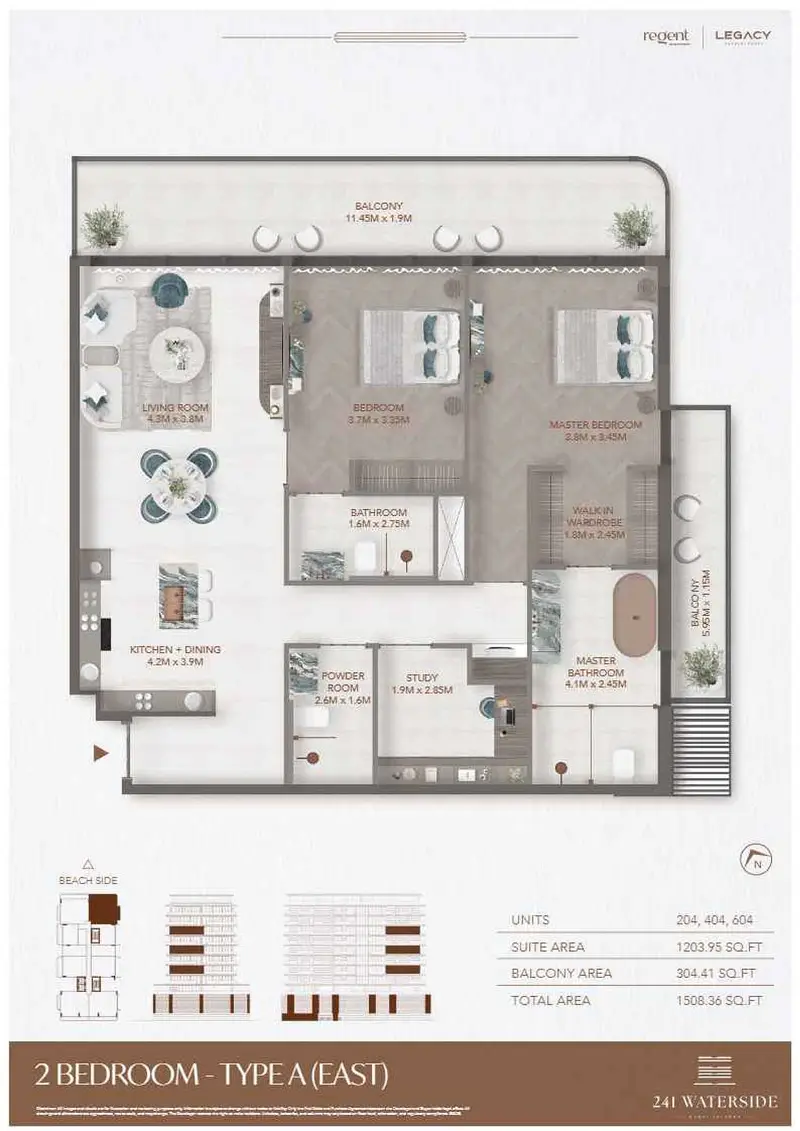 2 BR floor plan