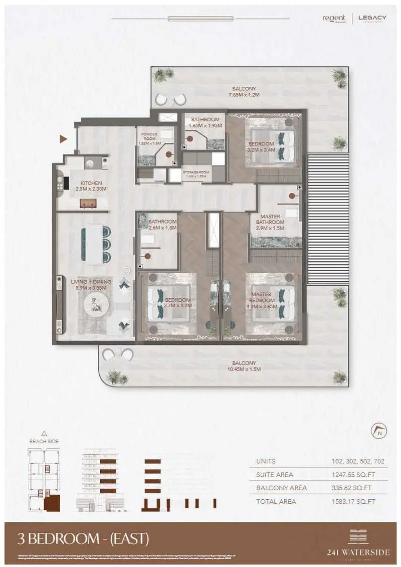 3 BR floor plan