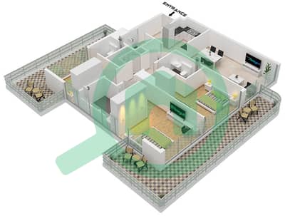 241 Waterside - Planimetria del piano di 3 Camere Appartamento Tipo/unità A / UNIT 1 FLOOR 1