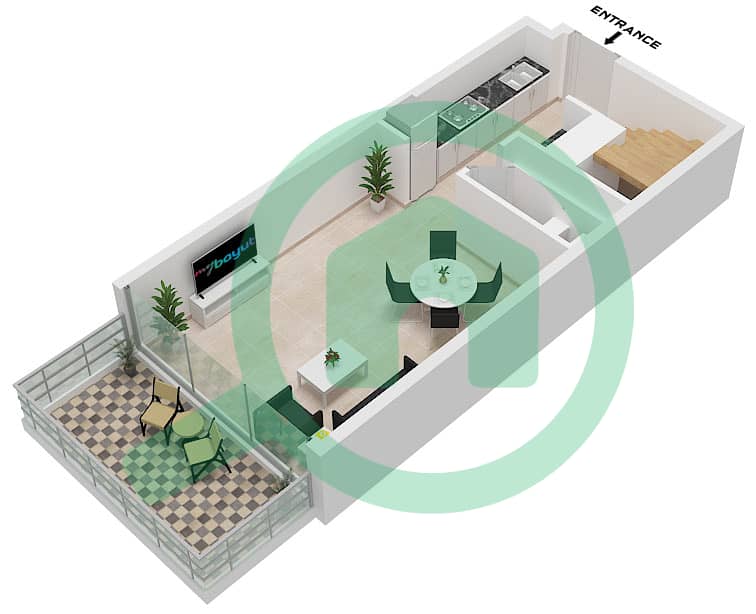 241 Waterside - Planimetria del piano di 1 Camera Appartamento Tipo/unità SKY LOFT /UNIT 4 FLOOR 1 Floor 1 Lower interactive3D