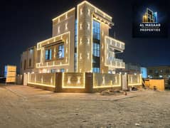 امتلك فيلا جاهزة بتوصيل الكهرباء والمياة ومكيفات زاوية شارعين على شارع رئيسى طابقين + روف بناء 4600 قدم