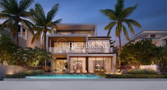 فيلا من 5 غرف نوم على شاطئ البحر | مسبح خاص | أمام جزيرة النخلة بجبل علي