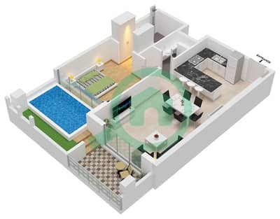 Gharbi I Residences - 1 Bedroom Apartment Type/unit 1B / UNIT 4 FLOOR 1-12 Floor plan Gharbi I Residences - 1 Bedroom Apartment Type/unit 1B / UNIT 4 FLOOR 1-12 Floor plan