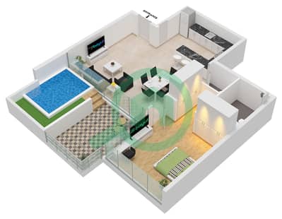 Gharbi I Residences - 1 Bedroom Apartment Type/unit 5 / UNIT 14 FLOOR 1-12 Floor plan Gharbi I Residences - 1 Bedroom Apartment Type/unit 5 / UNIT 14 FLOOR 1-12 Floor plan