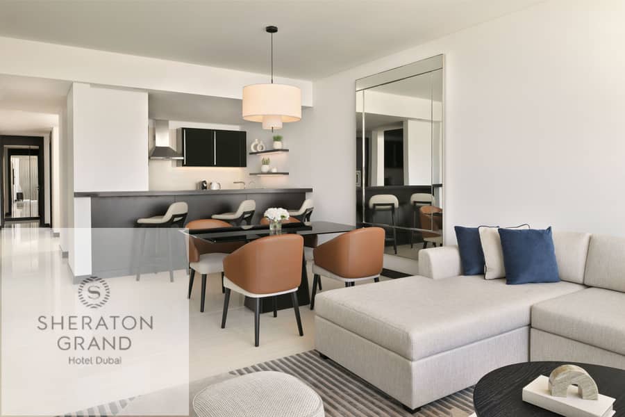 3 Three-Bedroom Apartment - Living + Dinng + Kitchen. JPG