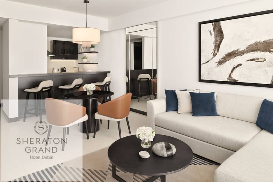 4 One-Bedroom Apartment - Living + Dining + Kithcen. JPG