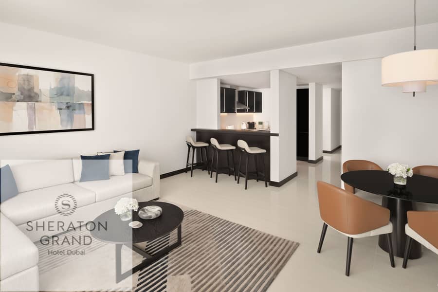 4 Two-Bedroom Apartment - Living + Dining + Kitchen. JPG