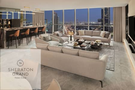2 Cпальни Пентхаус в аренду в Шейх Зайед Роуд, Дубай - Presidential Suite - Living Room + Bar. JPG