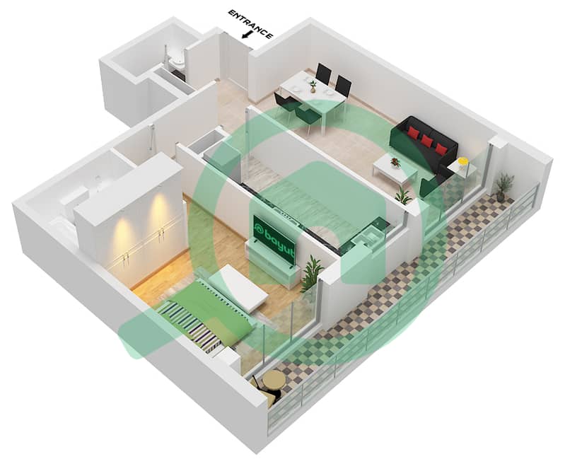 Kappa Acca 4 - 1 Bedroom Apartment Type C Floor plan interactive3D