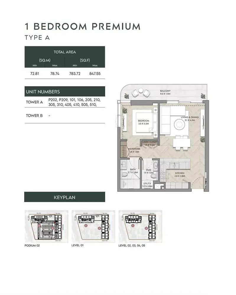 1 BR floor plan