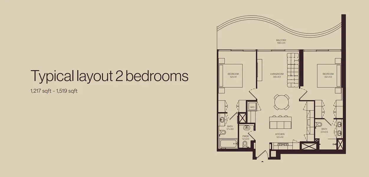 2 BR floor plan