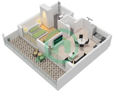 Equiti Home A - Planimetria del piano di 1 Camera Appartamento Tipo/unità A2 / UNIT 3,10 FLOOR 1-8 Equiti Home A - Planimetria del piano di 1 Camera Appartamento Tipo/unità A2 / UNIT 3,10 FLOOR 1-8