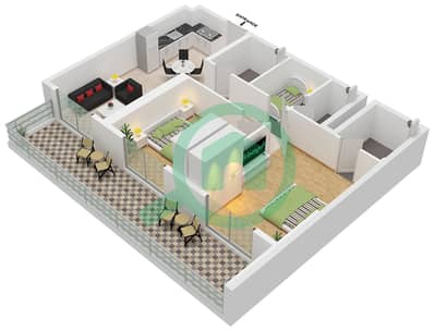 Equiti Home A - Planimetria del piano di 2 Camere Appartamento Tipo/unità B / UNIT 6,14 FLOOR 1 Equiti Home A - Planimetria del piano di 2 Camere Appartamento Tipo/unità B / UNIT 6,14 FLOOR 1