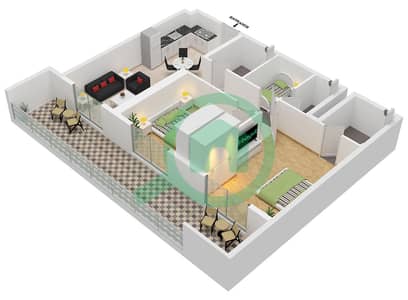 Equiti Home A - Planimetria del piano di 2 Camere Appartamento Tipo/unità D / UNIT 8,16 FLOOR 1 Equiti Home A - Planimetria del piano di 2 Camere Appartamento Tipo/unità D / UNIT 8,16 FLOOR 1