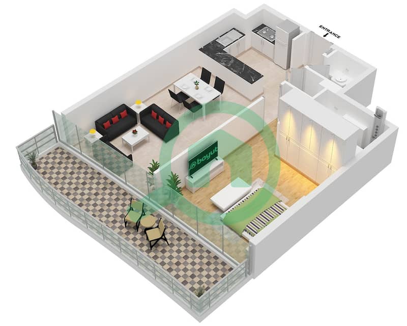 Val by Kasco - 1 Bedroom Apartment Type/unit 3 / UNIT 10 FLOOR 3-13 Floor plan interactive3D
