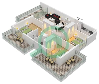 Equiti Home A - Planimetria del piano di 3 Camere Appartamento Tipo/unità B/UNIT 2,10,12 FLOOR 2-10 Equiti Home A - Planimetria del piano di 3 Camere Appartamento Tipo/unità B/UNIT 2,10,12 FLOOR 2-10