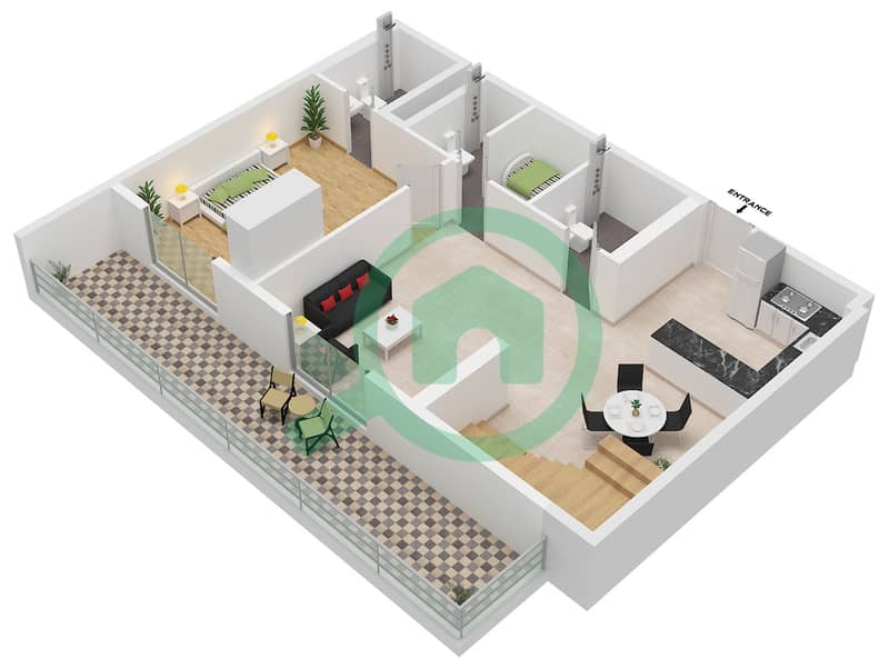 Equiti Home A - Planimetria del piano di 3 Camere Appartamento Tipo/unità TYPICAL / UNIT 4-7,11-14 Type Typical Unit 4-7,11-14 Floor 9 Lower interactive3D