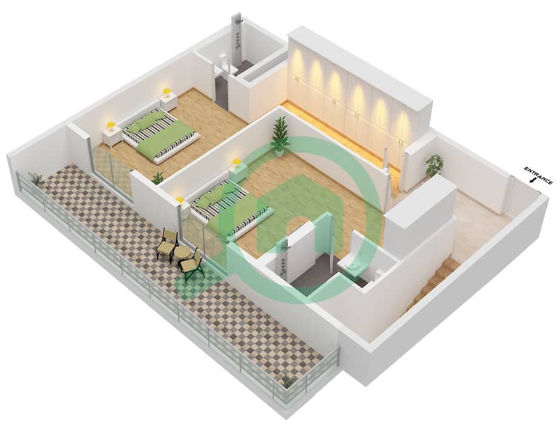 Equiti Home A - Planimetria del piano di 3 Camere Appartamento Tipo/unità TYPICAL / UNIT 4-7,11-14 Type Typical Unit 4-7,11-14 Floor 10 Upper interactive3D