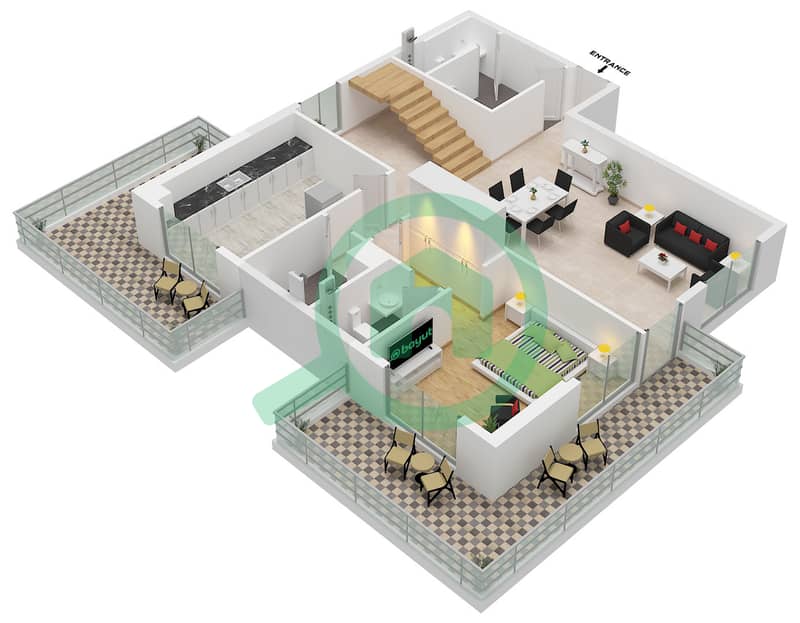 Equiti Home A - 4 Bedroom Apartment Type/unit A1 / UNIT 1 FLOOR 9,10 Floor plan interactive3D