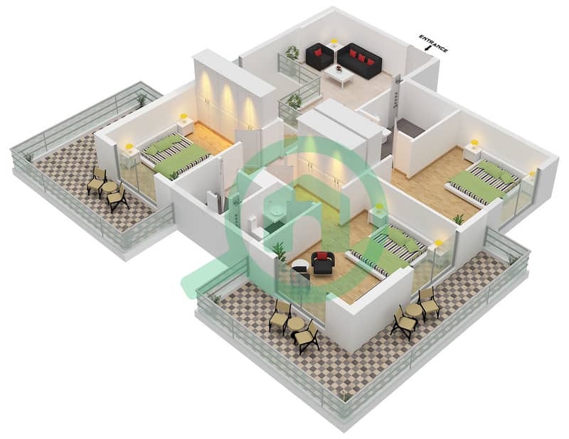 Equiti Home A - 4 Bedroom Apartment Type/unit A1 / UNIT 1 FLOOR 9,10 Floor plan interactive3D