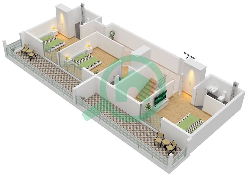 Equiti Home A - Planimetria del piano di 4 Camere Appartamento Tipo/unità A2 / UNIT 2,9 FLOOR 9,10 interactive3D