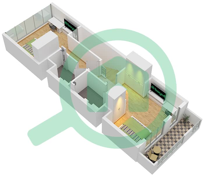 Verdana 8 - 2 Bedroom Townhouse Type A Floor plan Floor First interactive3D