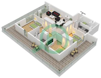 Equiti Home B - Planimetria del piano di 3 Camere Appartamento Tipo/unità A2 / UNIT 4 FLOOR 1 Equiti Home B - Planimetria del piano di 3 Camere Appartamento Tipo/unità A2 / UNIT 4 FLOOR 1