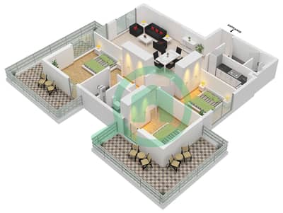 Equiti Home B - Planimetria del piano di 3 Camere Appartamento Tipo/unità A2 / UNIT 4 FLOOR 2-8 Equiti Home B - Planimetria del piano di 3 Camere Appartamento Tipo/unità A2 / UNIT 4 FLOOR 2-8